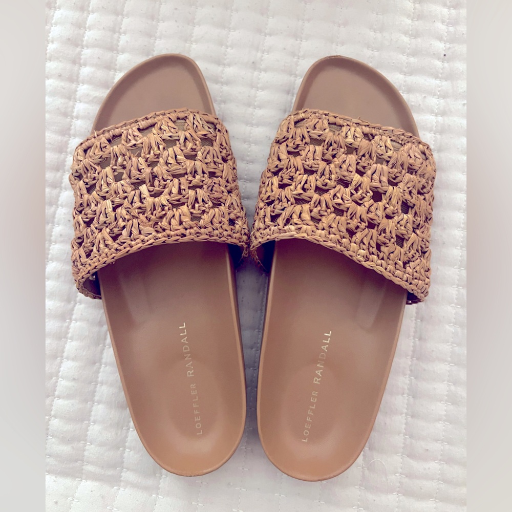 Loeffler Randall Henri Brown Crochet Leather Sandal size 7.5